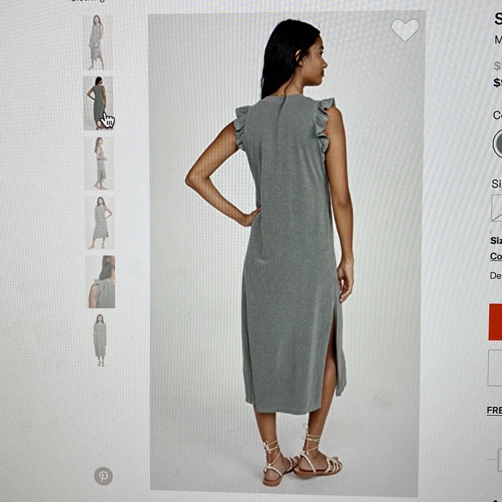 Sundry Sleeveless Ruffle Midi Dress in Sage Green